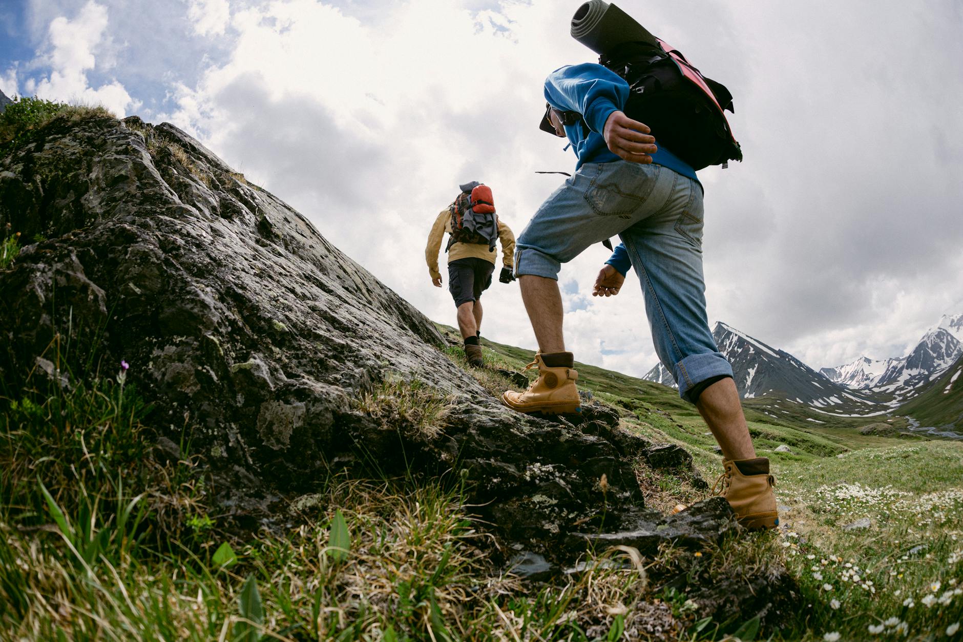 people walking a trail